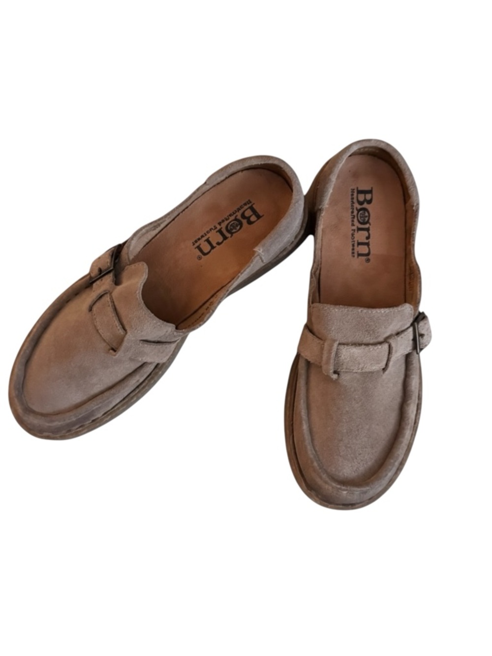 Børn Handcrafted Suede Buckle Loafers - Size 7 - NWT - Taupe/Mushroom